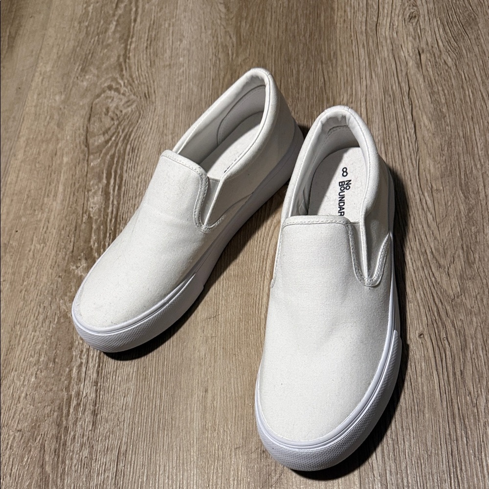White Canvas Slip-On Shoes